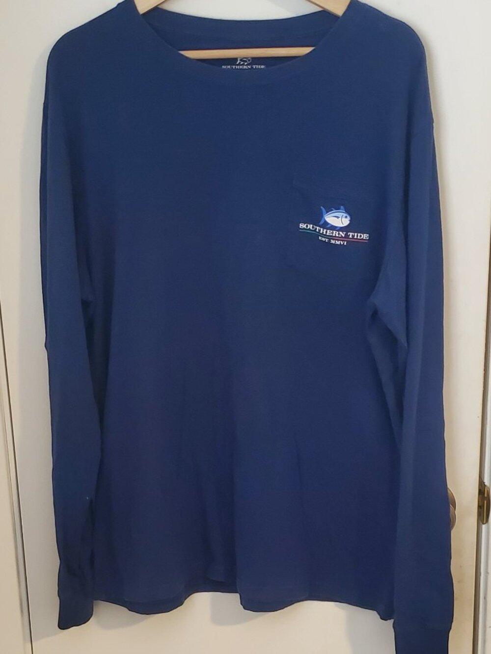 Southern Tide Long Sleeve Graphic Pocket T-Shirt Blue Men's Size L